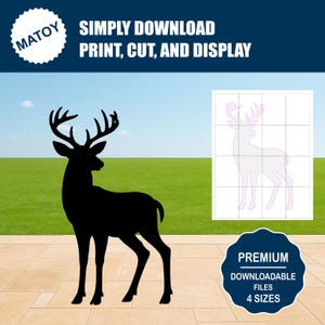 Buck Deer Silhouette Pattern | Life-Size Yard Art Stencil (Digital Download)