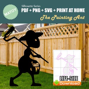 Painting Ant Garden Party and Wall Decor | Printable Life-Size Silhouette | Trace & Cut Pattern for Yard Art, Garden Ideas and Event Display