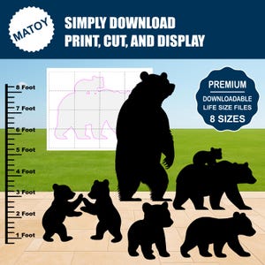 Moldes de Silhuetas de Família de Ursos | Decoração de Jardim e Parede (Download Digital)