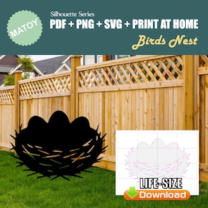Birds Nest Nature Party and Wall Decor | Printable Life-Size Silhouette | Trace & Cut Pattern for Yard Art, Garden Ideas and Event Displays