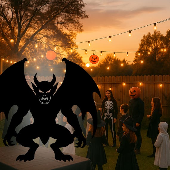 Gargoyle Silhouette Template | Gothic Halloween Decor (digital