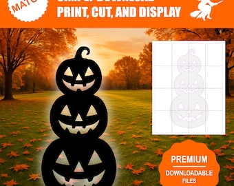 Jack-o'-Lantern Stack Silhouette – Halloween Decor Template (Digital Download)