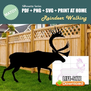 Reindeer Christmas Party and Wall Decor | Printable Life-Size Silhouette | Trace & Cut Pattern for Yard Art, Garden Ideas and Event Displays