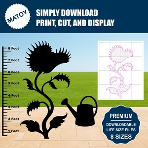 Venus Fly Trap and Watering Can Silhouette | Printable Garden & Halloween Decor (Digital Download)