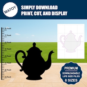 Alice in Wonderland Teapot Silhouette Template | Party Decor (Digital Download)