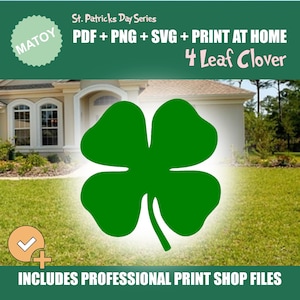 4 Leaf Clover Yard & Wall Art Pattern | Full-Color Printable and Professional Files | Trace and Cut Stencil | DIY Outdoor Woodworking Decor