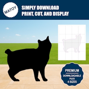 Plantilla de silueta de gato manés / Patrón imprimible a tamaño real (descarga digital)