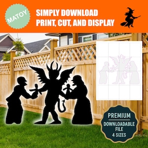 Devil & Witches Silhouette Template | Halloween Yard Art (Digital Download)