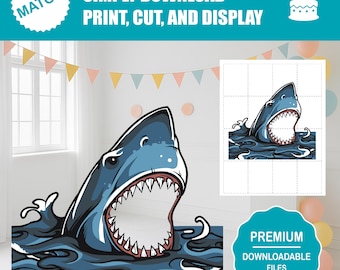 Shark Photo Prop Template | Printable Party Decoration (Digital Download)