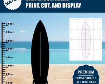 Surfboard Template | Life Size Printable Pattern – Beach Party / Luau Decor – Yard Art