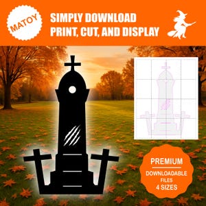 Patrón de lápida para Halloween en el jardín / Silueta a tamaño real (descarga digital)