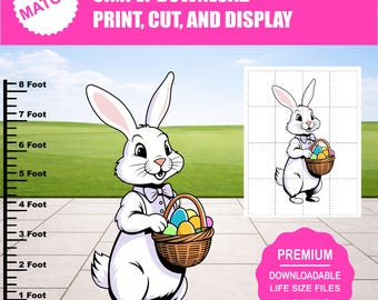 イースターバニーの庭のアートパターン | DIY木工装飾（デジタルダウンロード）