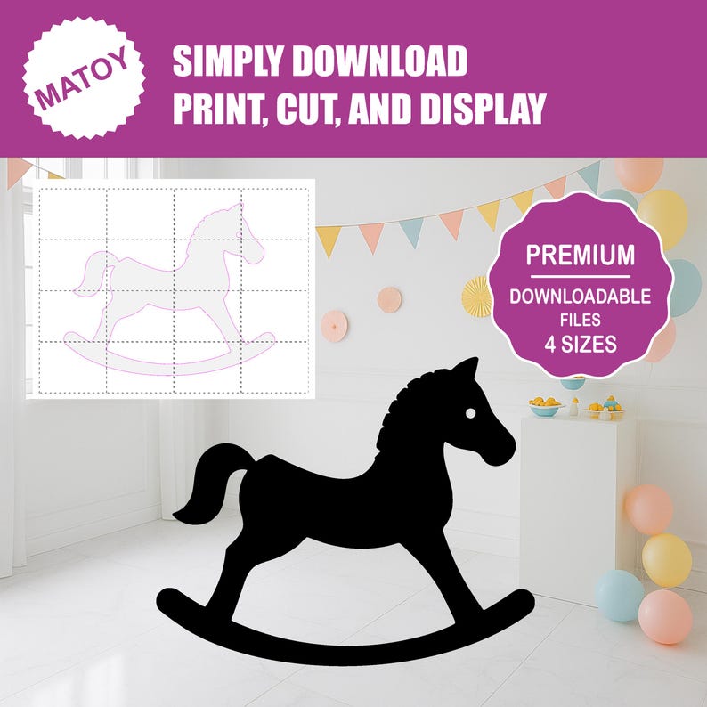 Rocking Horse Silhouette Template | Printable Trace & Cut Pattern ...