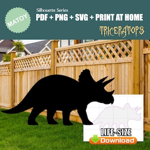 Triceratops Dino Party and Wall Decor | Printable Life-Size Silhouette | Trace & Cut Pattern for Yard Art, Garden Ideas and Event Displays