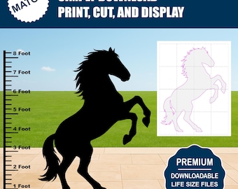 Horse Silhouette Yard Art | Rearing Horse Printable Template | Farm & Equestrian Wall Decor | Life-Size Print-At-Home