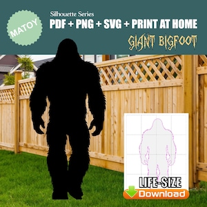 Patrón de arte de jardín de Pie Grande (Sasquatch gigante) / Archivos imprimibles a todo color / Plantilla para trazar y cortar / Decoración de carpintería para exteriores DIY / El más vendido