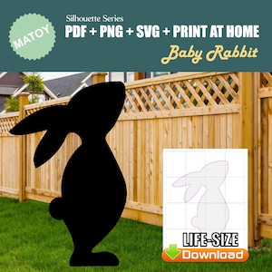 Fête de Pâques et décoration murale pour bébé | Silhouette imprimable taille réelle | Motif de traçage et de découpe pour l'art de la cour, des idées de jardin et des présentoirs d'événements