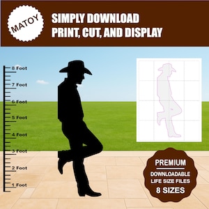 Leaning Cowboy Silhouette Template | Western Party Decor (Digital Download)