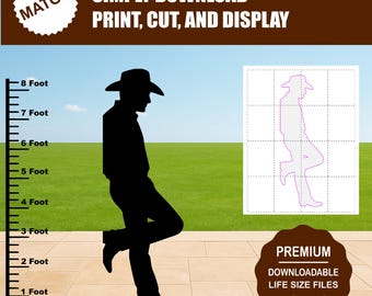 Leaning Cowboy Silhouette Template | Western Party Decor (Digital Download)