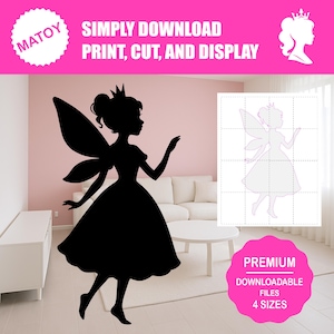 Princess Fairy Party and Wall Decor | Printable Life-Size Silhouette | Trace & Cut Pattern for Yard Art, Princess Birthdays an Event Display