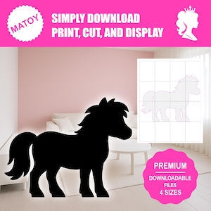 Pony Kids Animal Party and Wall Decor | Printable Life-Size Silhouette | Trace & Cut Pattern for Yard Art, Garden Ideas and Event Displays