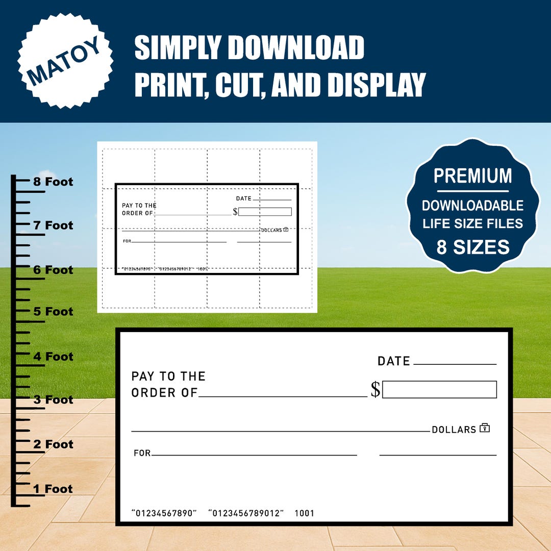 Giant Check Printable | Life-size Template for Special Events and ...