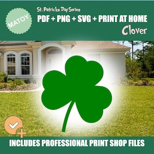 Clover Yard & Wall Art Pattern | Full-Color Printable and Professional Files | Trace and Cut Stencil | DIY Outdoor Woodworking Decor
