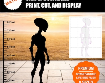 Alien Silhouette Template | Life-Size Printable Cutout (Digital Download)