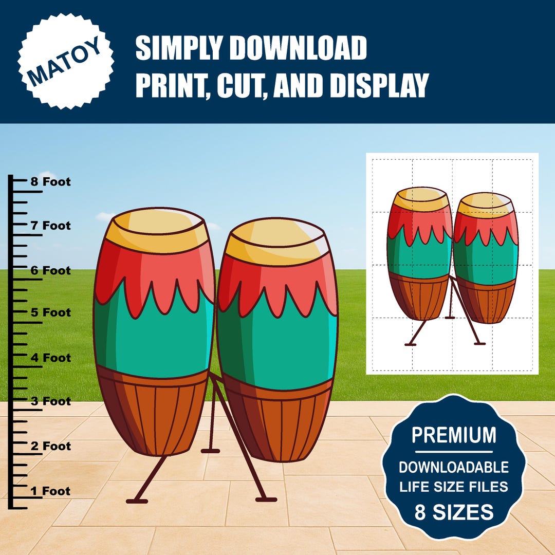 Bongo Drums – Full Color Printable | Pool Party Wall Art Decor ...