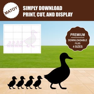 アヒルの家族のシルエット｜庭のアート、ガーデンデコレーション（印刷可能なテンプレート）