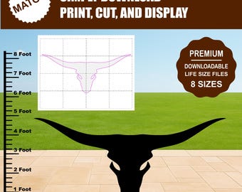 Texas Longhorn Skull Silhouette Printable | Western Party & Wall Decor | Digital Download