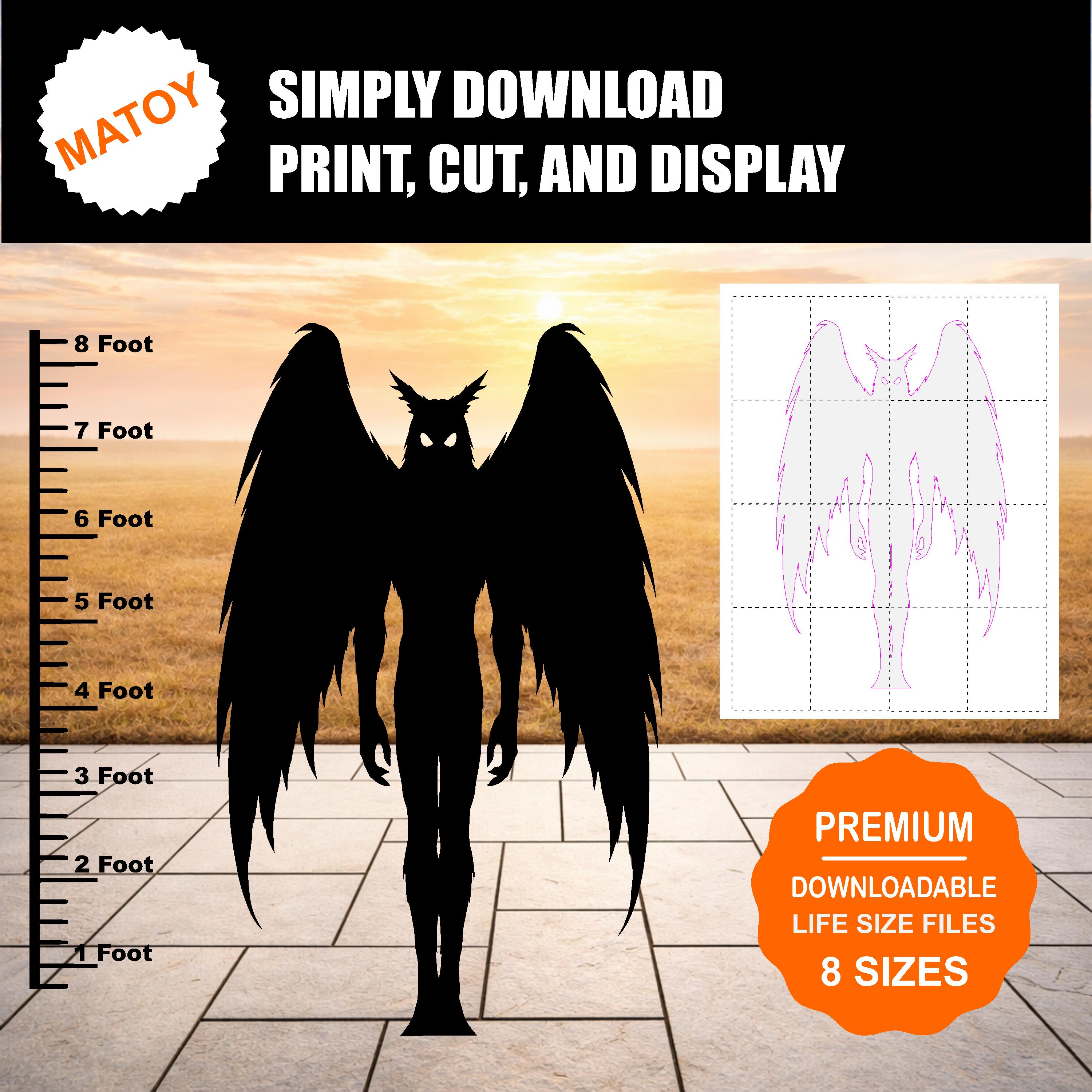 Mothman Silhouette Printable | Life-size Crypted Cutout (digital ...