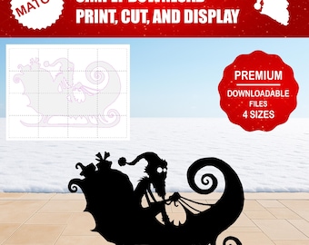 Plantilla de silueta gótica de trineo de Papá Noel / Arte de jardín, exhibición para eventos (descarga digital)