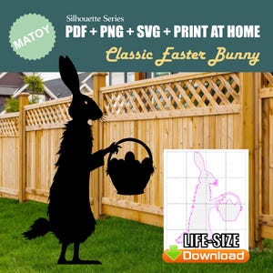 Décoration murale et fête effrayante de lapin de Pâques | Silhouette imprimable taille réelle | Motif Trace & Cut pour l'art de la cour, des idées de jardin et l'affichage d'événements