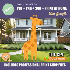 Motif artistique girafe pour mur et jardin pour enfants | Fichiers professionnels imprimables en couleur | Créations manuelles tracées et découpées | Décorations de fête DIY | Décoration de chambre d'enfant