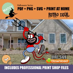 Retro Devil Yard and Wall Art Pattern | Full-Color Printable Professional Files | Trace and Cut Stencil | DIY Outdoor Woodworking Decor