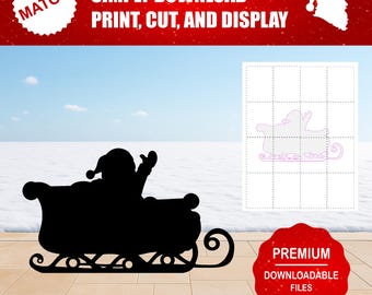 Plantilla de silueta de trineo de Papá Noel / Arte navideño para jardín (Descarga digital)