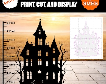Modello di sagoma di casa stregata – Decorazione per feste di Halloween (Download digitale)