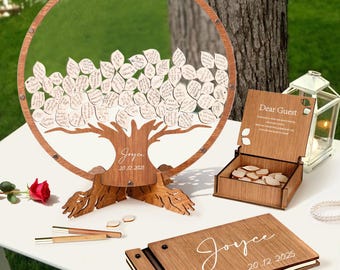 Wedding Guest Book Alternative, Family Tree Guest Book Wedding - Wood, Personalized Wedding Decor