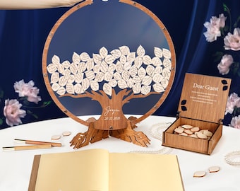 Wedding Guest Book Alternative, Family Tree Guest Book Wedding - Wood, Personalized Wedding Decor