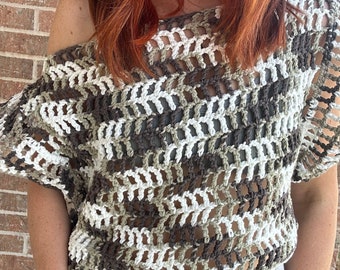 SOFORT LIEFERBAR Mesh Häkeln Crop Top Größe M