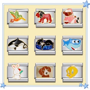 Pulsera italiana con dijes de animales \ Dijes italianos \ Pulsera italiana \ Dije italiano vintage \ Dije para pulsera