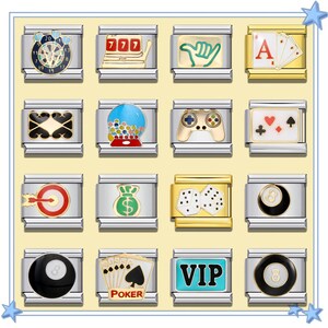 Poker Entertainment Italian Charm Bracelet \ Italian Charms \ Italian Bracelet \ Vintage Italian Charm \ Charm for Bracelet