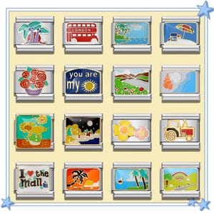 Leisure Vacation Italian Charm Bracelet \ Italian Charms \ Italian Bracelet \ Vintage Italian Charm \ Charm for Bracelet