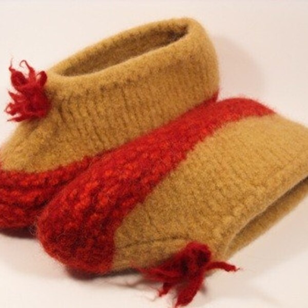 Womens Hand Knit Felted Wool Slippers