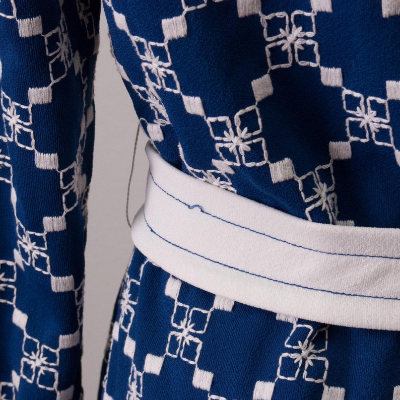 Vintage Geometric Blue and White Dress Coat image 5