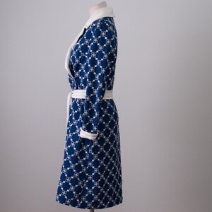 Vintage Geometric Blue and White Dress Coat image 3