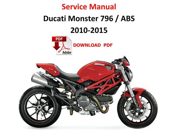 Ducati Monster 796 ABS 2010 - 2015 M796 PDF Service Manual Repair