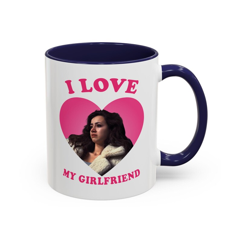 I love my girlfriend Priscilla Delgado as Angel retro heart Mug, Priscilla Delgado as Angel Design Accent Ceramic Mug, (11oz) image 2