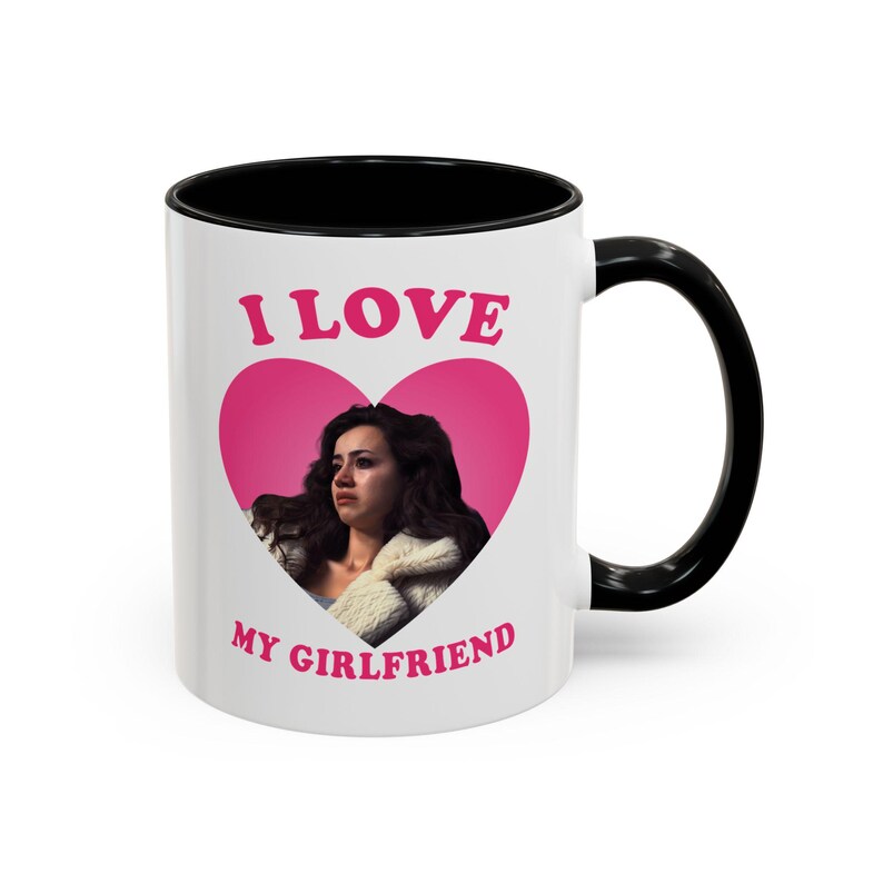 I love my girlfriend Priscilla Delgado as Angel retro heart Mug, Priscilla Delgado as Angel Design Accent Ceramic Mug, (11oz) image 4